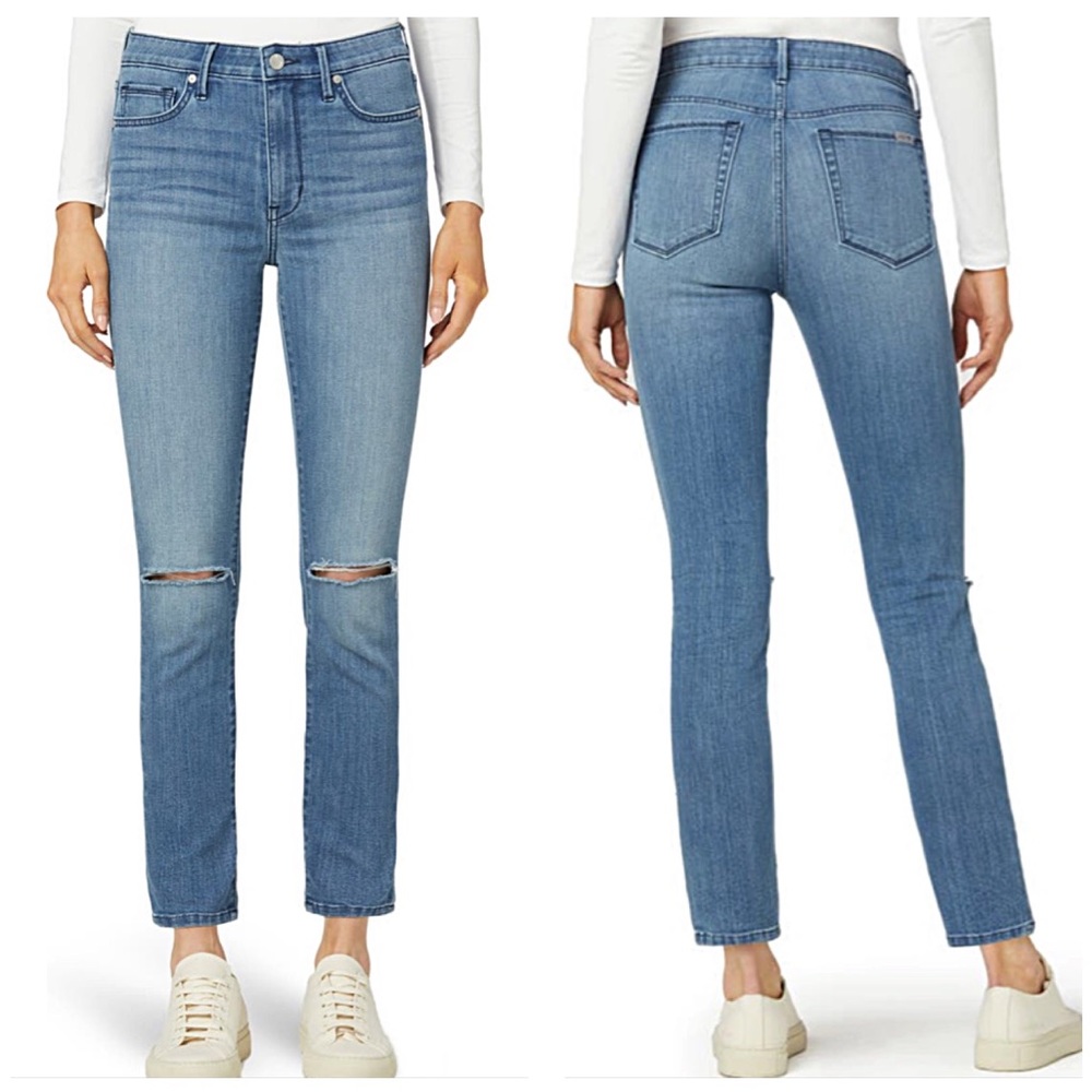 Joe’s Jeans Straight Leg High Rise Ankle Crop Jeans Distressed Blue NWOT Size 26
